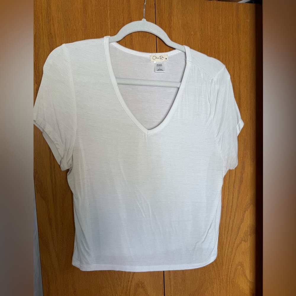 USED: Olivia Rae White Short-Sleeve V-Neck Tee
